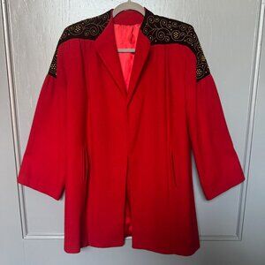 Vintage College Set Red Peacoat Jacket Gold Embroidered Shoulders